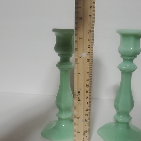 Jadeite Elegant Candle Holders Set - Picture 2 of 5